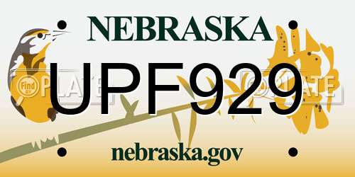 UPF929 Nebraska License Plate