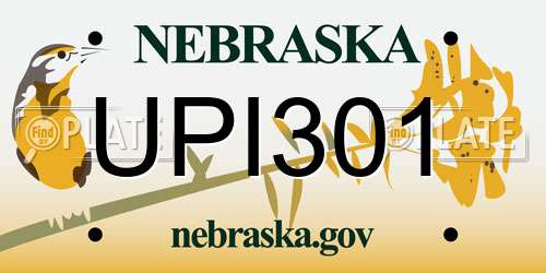 UPI301 Nebraska License Plate