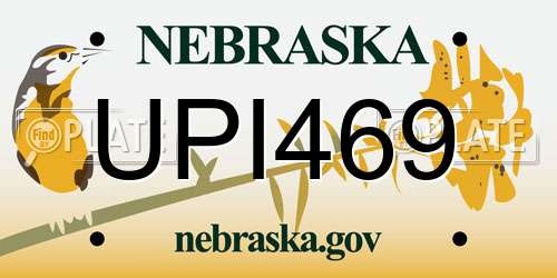 UPI469 Nebraska License Plate