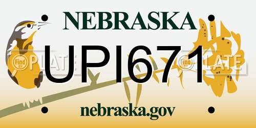 UPI671 Nebraska License Plate