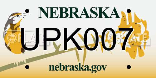 UPK007 Nebraska License Plate