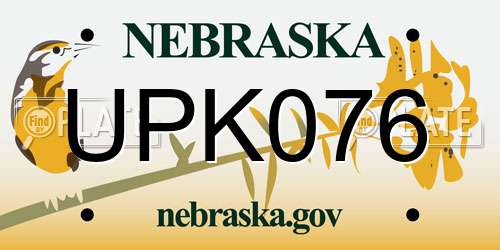 UPK076 Nebraska License Plate