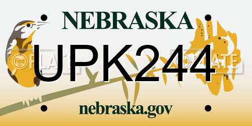 UPK244 Nebraska License Plate