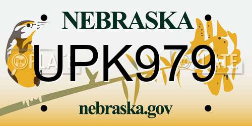 UPK979 Nebraska License Plate