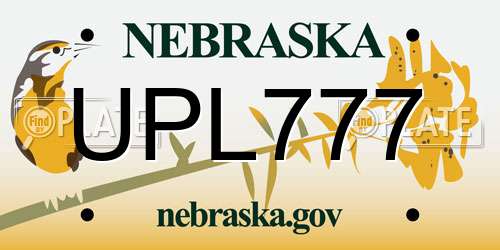 UPL777 Nebraska License Plate
