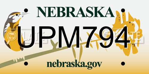 UPM794 Nebraska License Plate