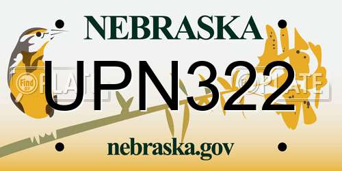 UPN322 Nebraska License Plate