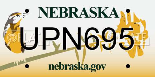 UPN695 Nebraska License Plate