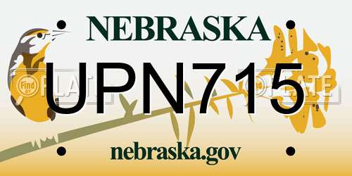 UPN715 Nebraska License Plate