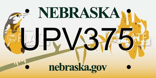 UPV375 Nebraska License Plate