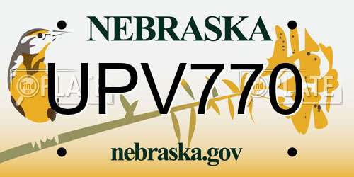 UPV770 Nebraska License Plate
