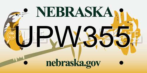 UPW355 Nebraska License Plate