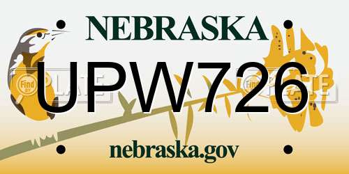 UPW726 Nebraska License Plate