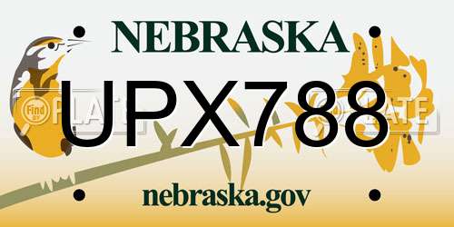 UPX788 Nebraska License Plate