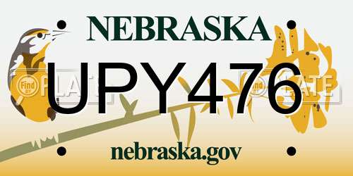 UPY476 Nebraska License Plate