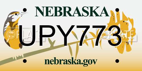 UPY773 Nebraska License Plate