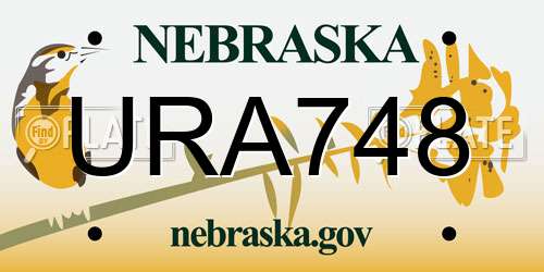 URA748 Nebraska License Plate