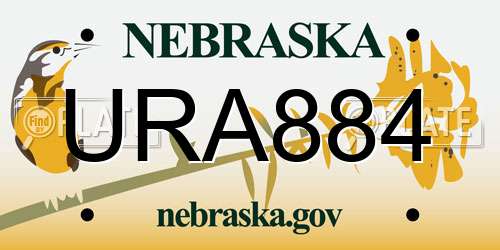 URA884 Nebraska License Plate