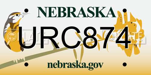 URC874 Nebraska License Plate