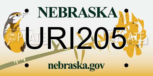 URI205 Nebraska License Plate
