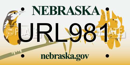 URL981 Nebraska License Plate