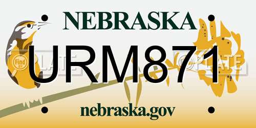 URM871 Nebraska License Plate