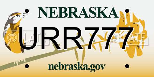 URR777 Nebraska License Plate