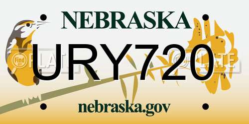 URY720 Nebraska License Plate