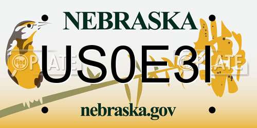 US0E3I Nebraska License Plate