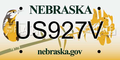 US927V Nebraska License Plate