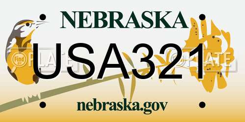 USA321 Nebraska License Plate
