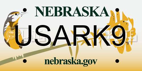USARK9 Nebraska License Plate