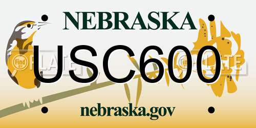 USC600 Nebraska License Plate
