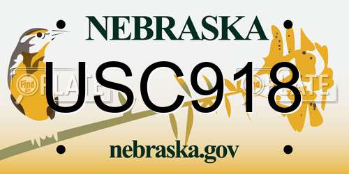 USC918 Nebraska License Plate