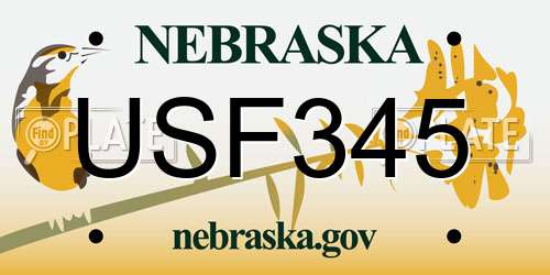 USF345 Nebraska License Plate