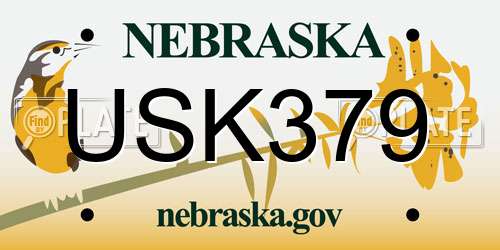 USK379 Nebraska License Plate