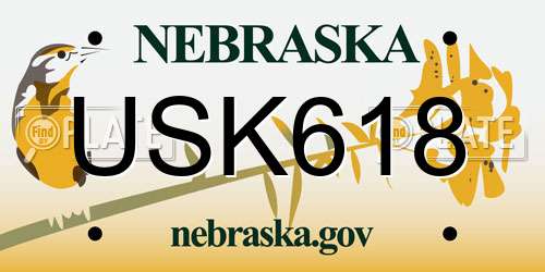 USK618 Nebraska License Plate