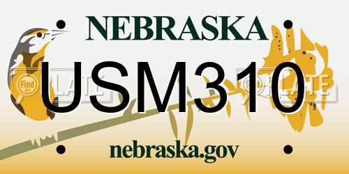 USM310 Nebraska License Plate