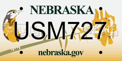 USM727 Nebraska License Plate