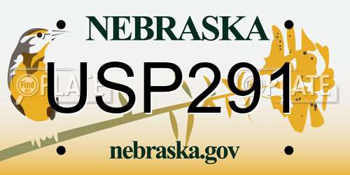 USP291 Nebraska License Plate