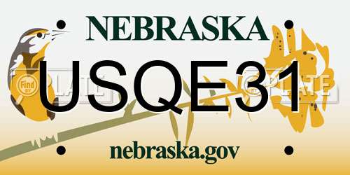USQE31 Nebraska License Plate