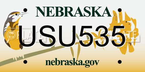 USU535 Nebraska License Plate