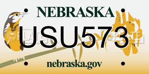 USU573 Nebraska License Plate