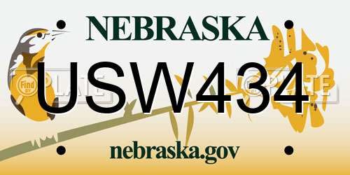 USW434 Nebraska License Plate