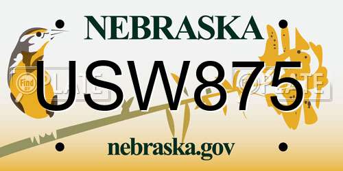 USW875 Nebraska License Plate