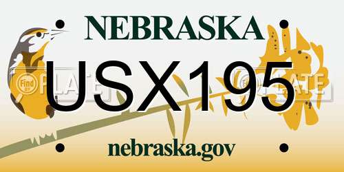 USX195 Nebraska License Plate