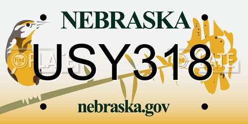 USY318 Nebraska License Plate