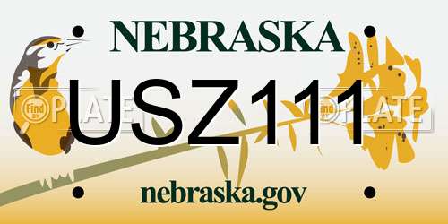USZ111 Nebraska License Plate