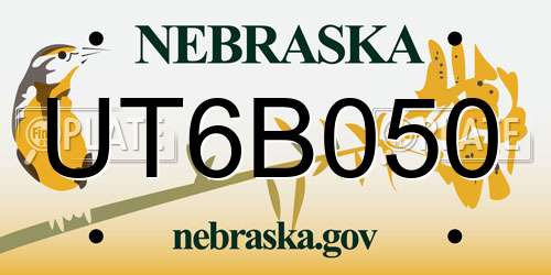 UT6B050 Nebraska License Plate