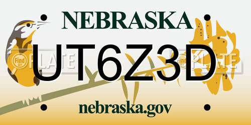 UT6Z3D Nebraska License Plate